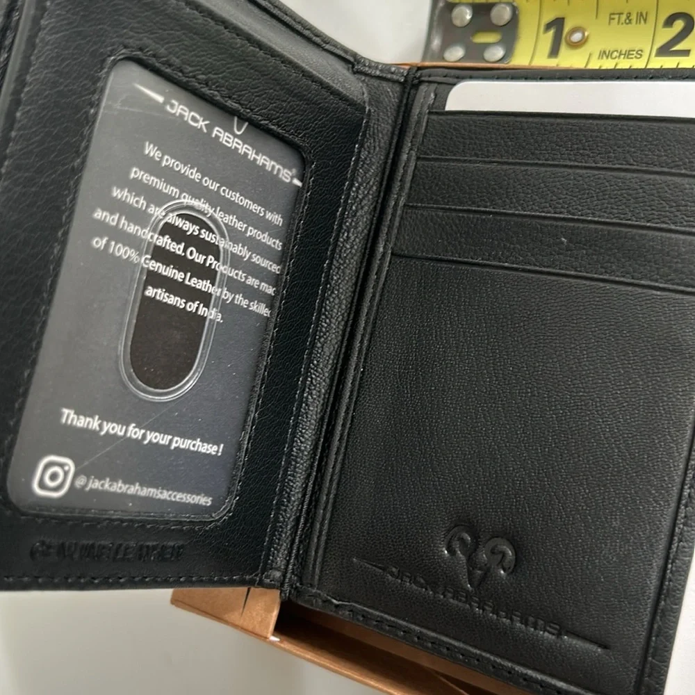 JACK ABRAHAMS Black Leather Wallet